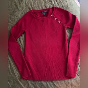 Ralph Laurent Red Long Sleeve Sweater with Button Detail
